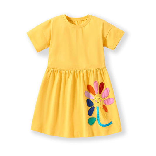 Dear Pastel Toddler Girl's Short Sleeve Cotton Dress | Mia Collection