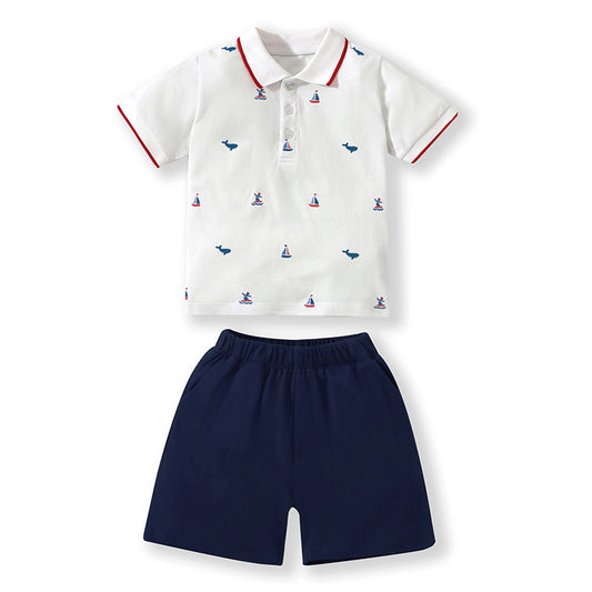Dear Pastel Toddler Boy's Shirt & Chino Shorts Set | Liam Collection