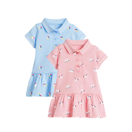 Dear Pastel Girl's Short Sleeve Polo Dress | Mia Collection